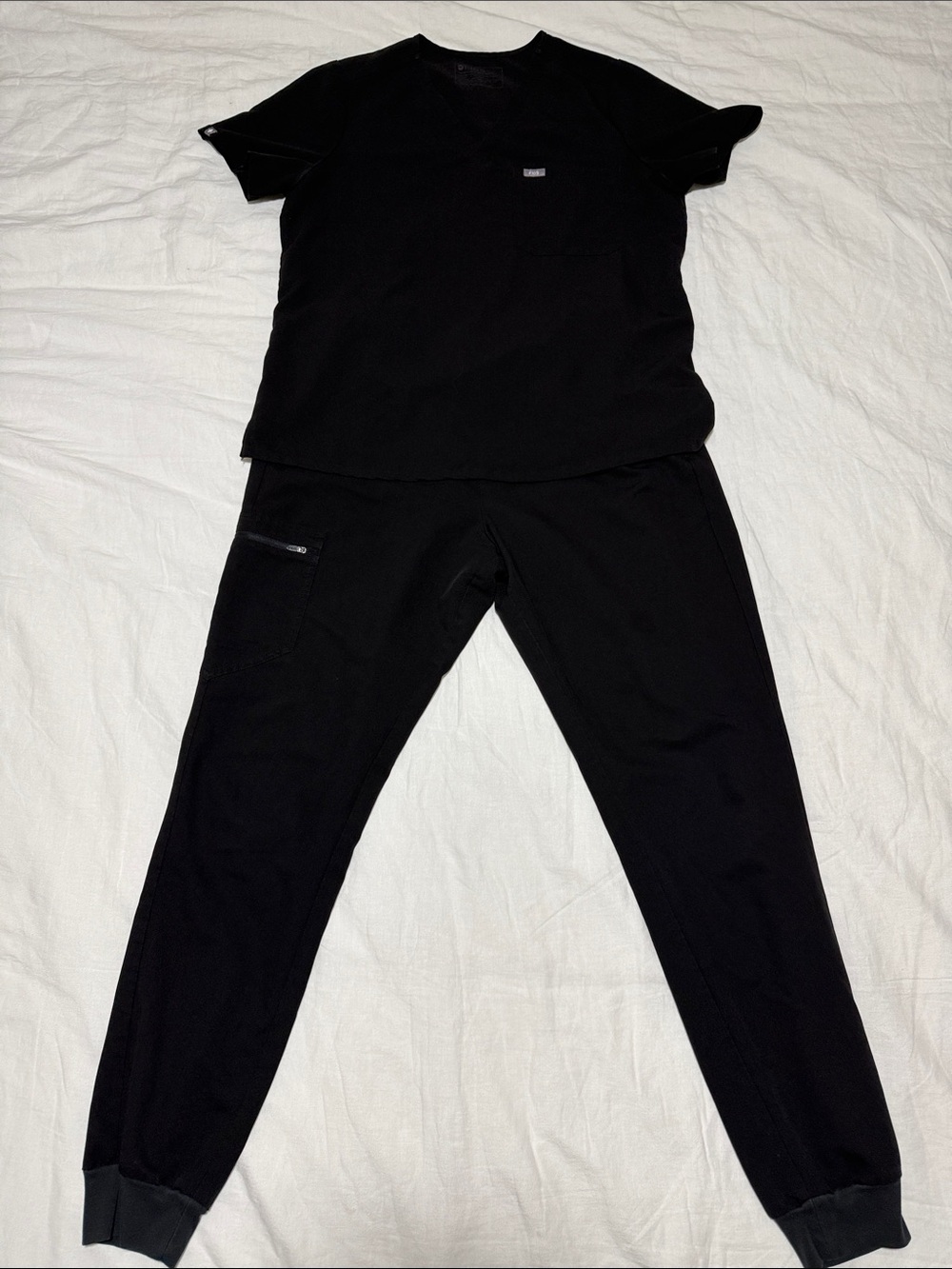 Figs Black Set, Zamora Jogger Bottoms (LT) & Caterina Top (L)